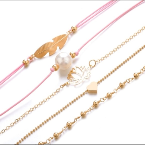 Multilayer Boho Leaf Lotus Feather Pearl Bracelet - Picture 5 of 5